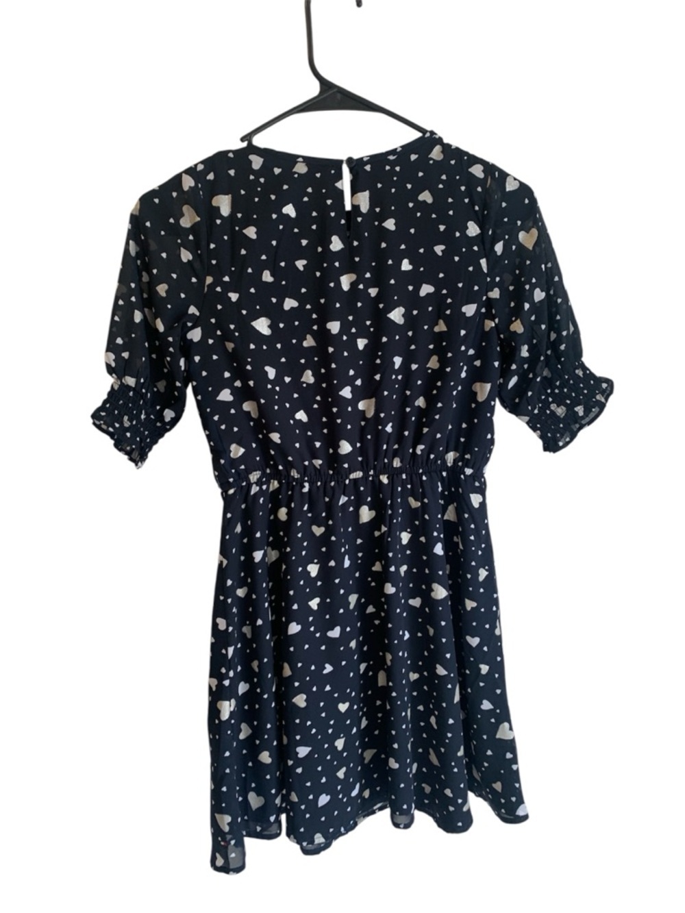 Tommy Hilfiger Heart Print Dress Navy Smocked Waist NWT Size M - Picture 2 of 4